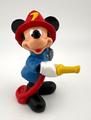 Vintage Disney Bullyland Mickey Mouse Firefighter 2.75'' Figure Rare Collectible