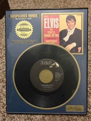 Elvis Presley ''Suspicious Minds'' Collector's Edition 45 Plaque