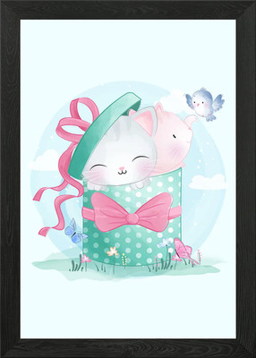 Niedliche Katze gerahmtes Wandbild Poster Leinwanddruck Bild