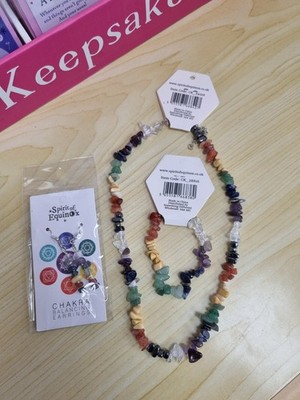 7 Chakra Halskette Ohrringe Armband Kristall Reiki Ausgleich Edelstein