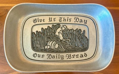 Vintage Wilton Metal Tray Give Us This Day Our Daily Bread Tray Platter