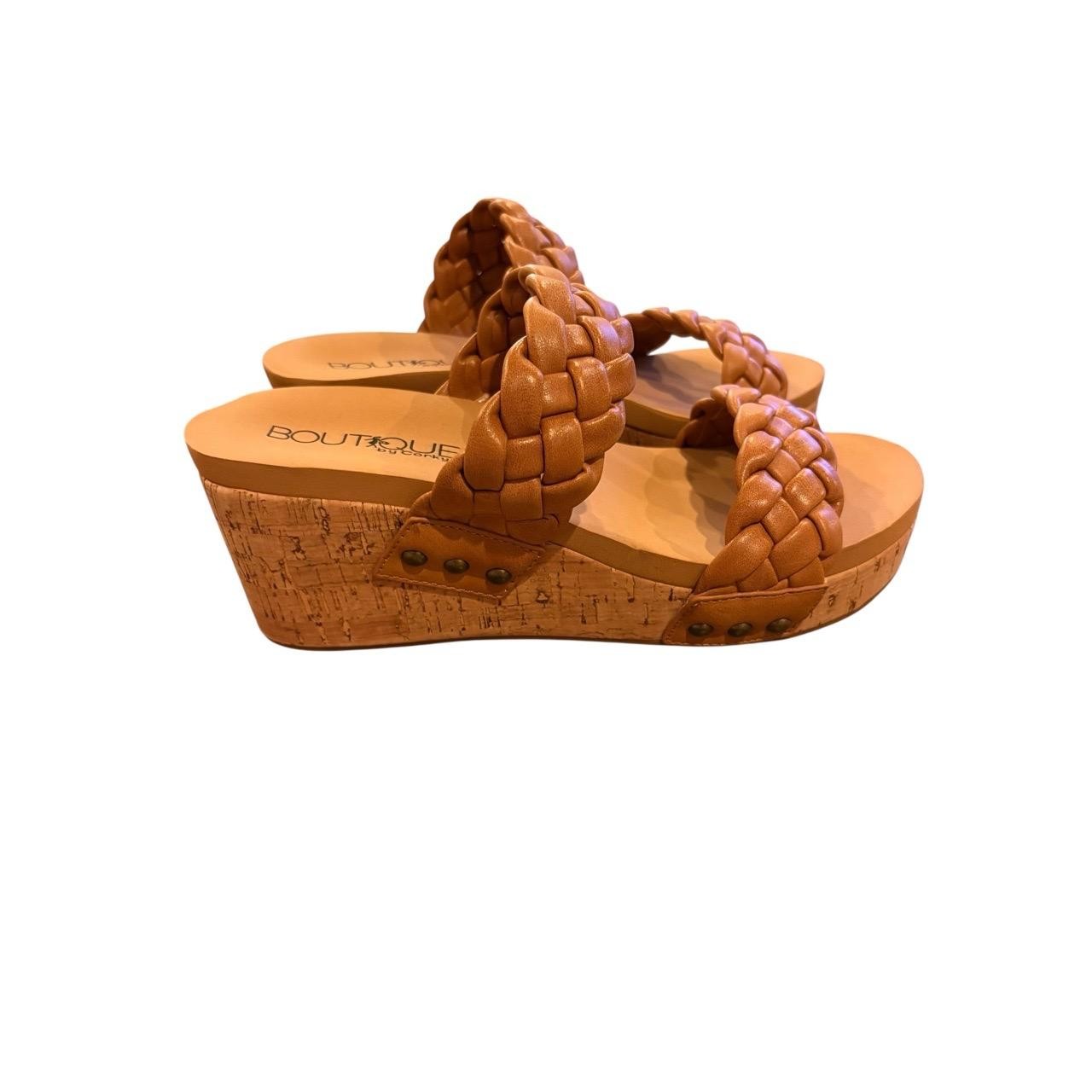 SAOLA Boutique By Corkys sandalo donna 9 marrone zeppa cinturino intrecciato suola sughero boho chic