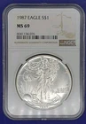 1987 $1 American Silver Eagle NGC MS69 Brown Label ~ L👀K SHIPS FREE