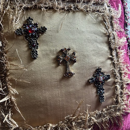 Pair Deadstock Reilly-Chance Goth Silk Chenille Beaded Decorative Throw Pillows - Picture 4 of 9