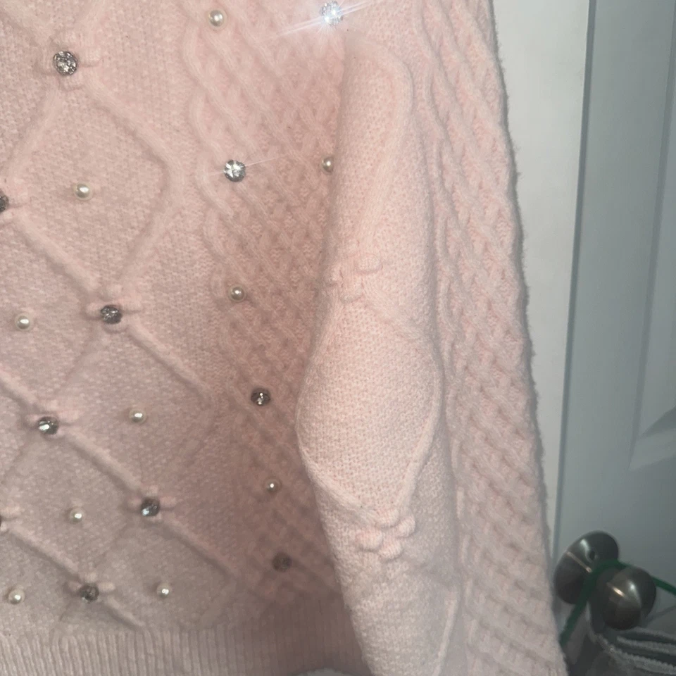 Suéter Ann Taylor Rosa con Adornado Frontal Talla Pequeña. Foto 4 de 4