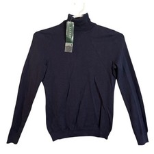 Vintage NWT Lauren Ralph Lauren Navy Blue Cotton Turtleneck Sweater Classic M