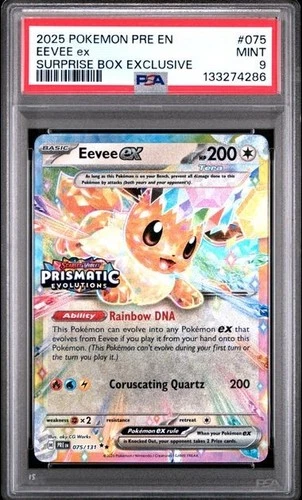 PSA 9 - 2025 Pokemon Prismatic Evolutions Surprise Box EEVEE EX #075 (4286)