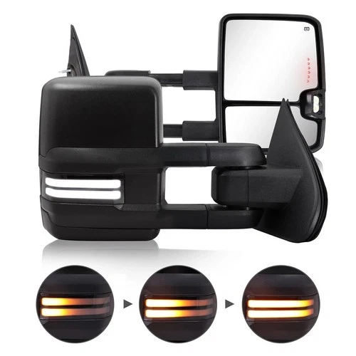 For 2014-2018 Chevy Silverado Sierra 1500 LED Switchback Signals Towing Mirrors