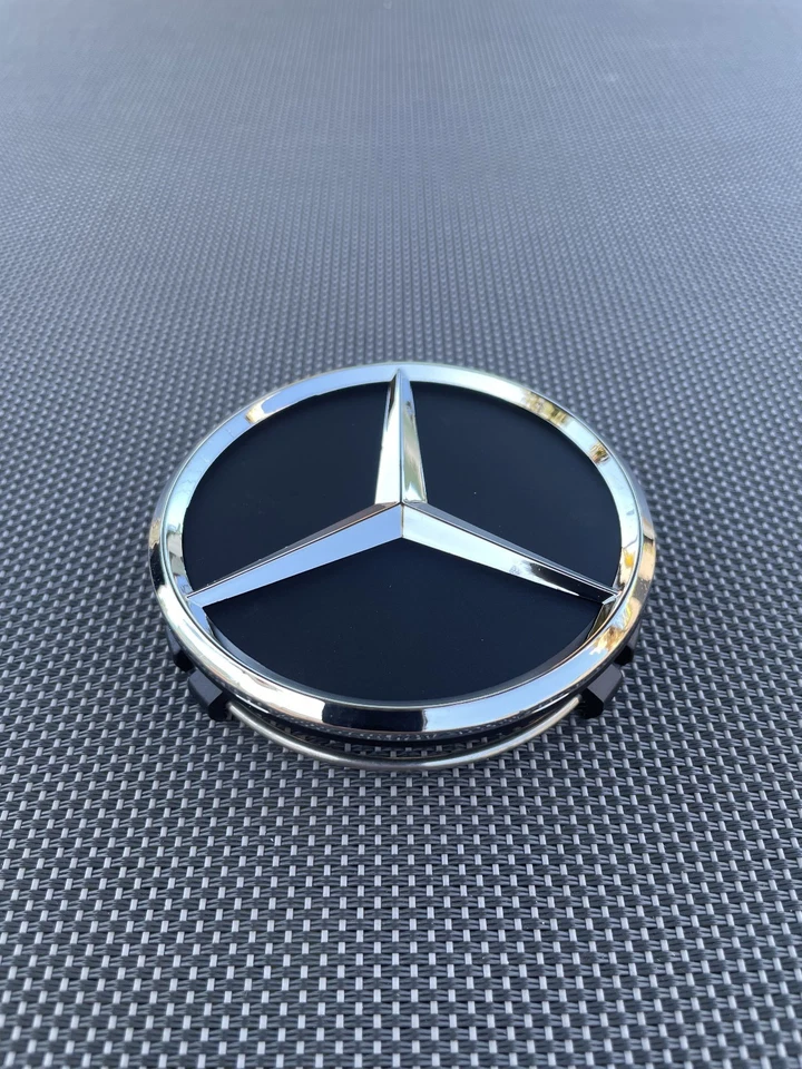 BLACK MERCEDES BENZ SET OF 4PCS 2.95in Wheel Center Caps Fits Most Models NEW Foto 2 de 4