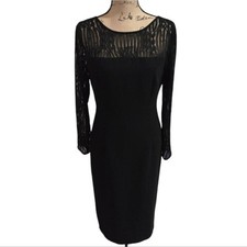 Maggy London Vintage Elegant Black Lace Sleeve Dress Size 6