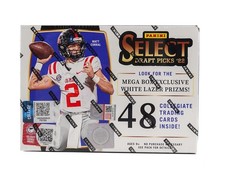 2022 PANINI SELECT DRAFT PICKS FOOTBALL MEGA BOX (BLUE & WHITE LAZER PRIZMS!)