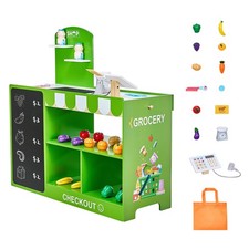 Uimoso Kids Wooden Grocery Store Playset with Market Stand and Cash Register
