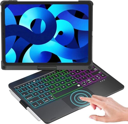 For iPad 7/8/9/10/11th Gen Air Pro 11" Touchpad Keyboard Case with 360° Rotation - Picture 15 of 39