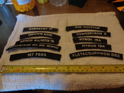Ten (10) Different Navy Tabs or Rockers (BOX KIWI BAG#F17)
