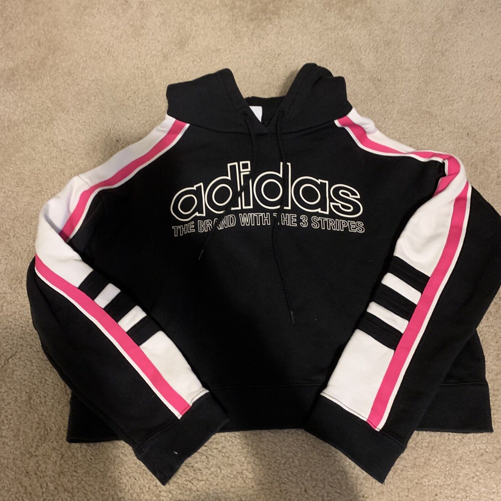 Adidas The with Three Stripes Hoodie/Sweatshirt Size Black/Pink eBay