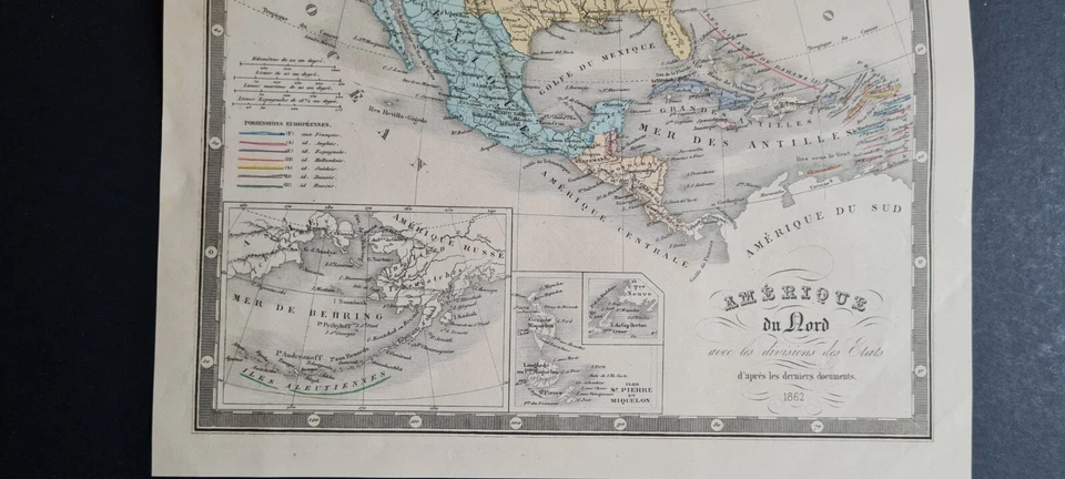 Antique (1862) French map - North America pre-Alaska purchase - Ansart - Image 2 of 4