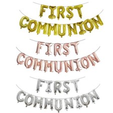 First Holy Communion Balloons 16" Foil Air Hanging Banner Christening Party UK
