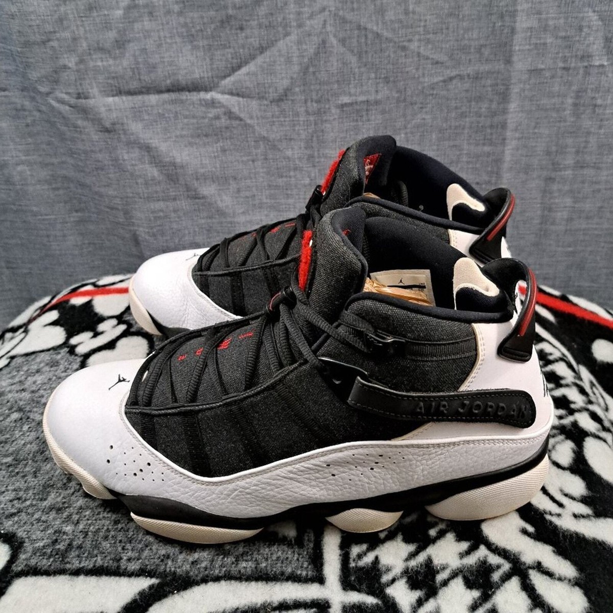 Size 12 Nike Air Jordan Rings Black White Gym Red 322992-012 Men
