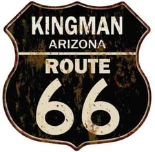 KINGMAN, ARIZONA Route 66 Shield Metal Sign Man Cave Garage 211110014026