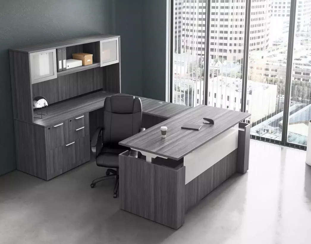 Adjustable Stand Up U SHAPED DESK and HUTCH SET Office Furniture