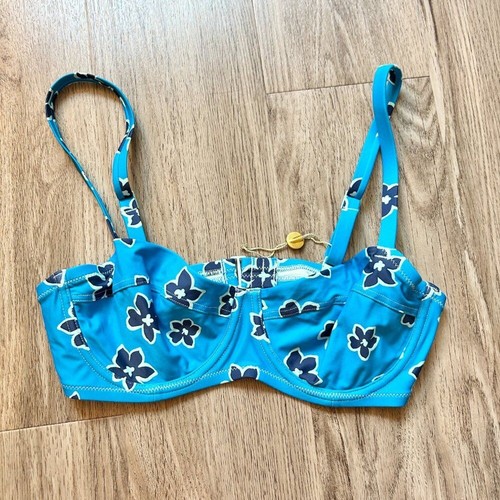 Top de bikini Aerie sin forro con aros en azul floral talla 34D nuevo sin etiquetas - Imagen 2 de 5