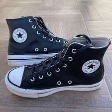 Converse Chuck Taylor All Star scarpe in pelle nera zeppa alta taglia 35,5