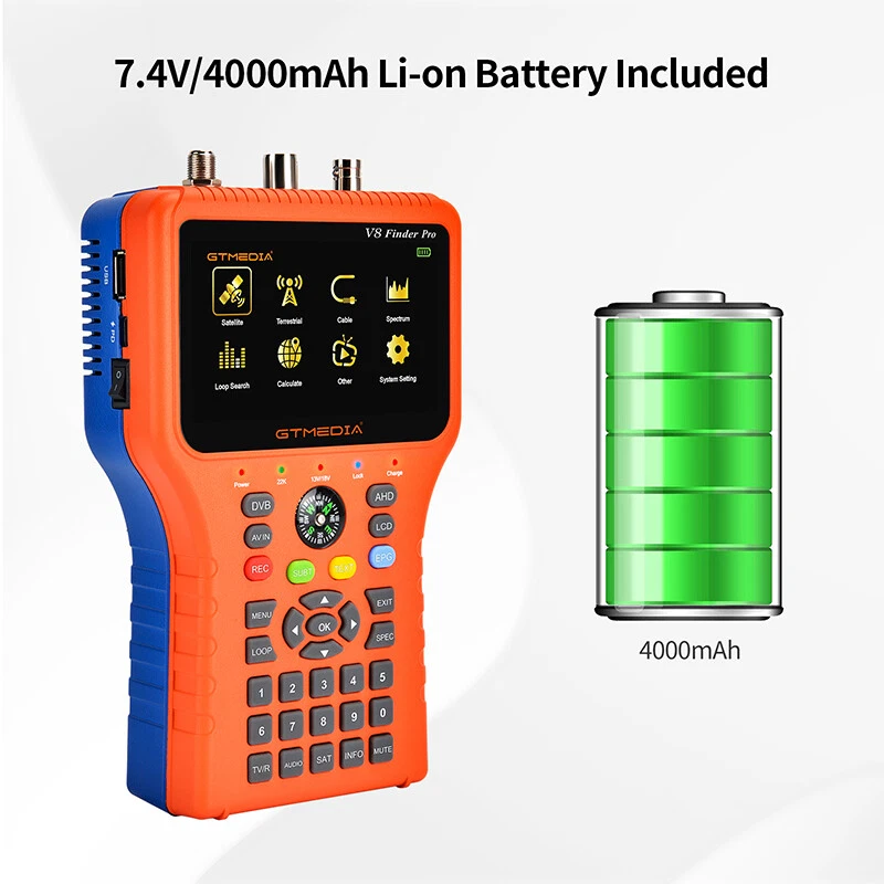 Pointeur Satellites Finder Instrument combiné portatif DVB-T2/S2X/C H.265 10Bit  - Photo 3/4
