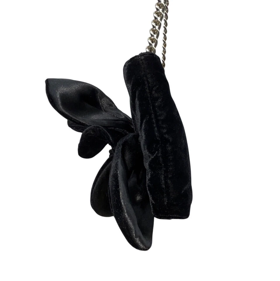 Bolso Bandolera Kate Spade Flor Terciopelo Negro con Correa de Cadena Dorada Talla S Foto 3 de 4
