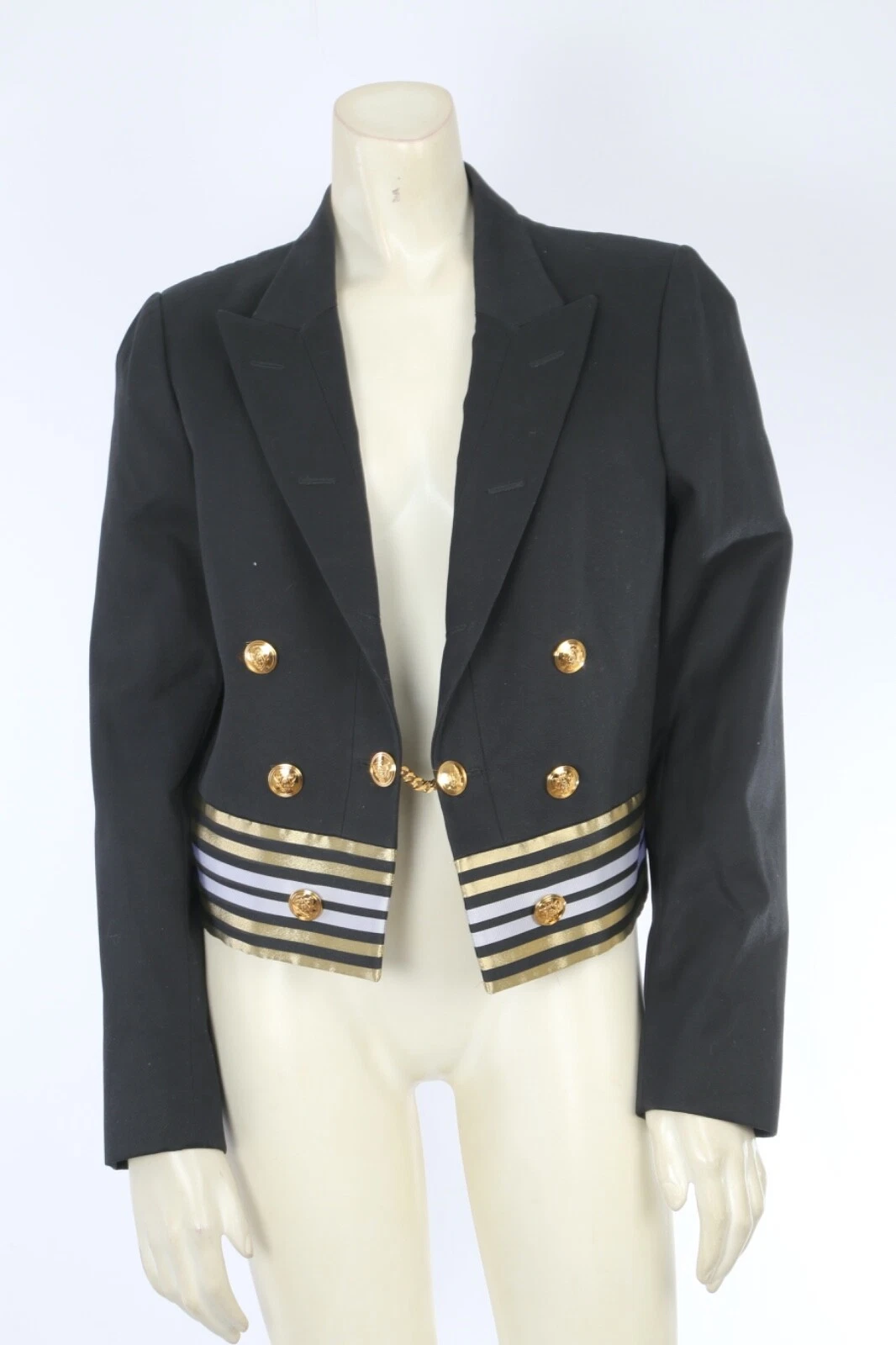 GUCCI Blazer doppiopetto nero a righe oro taglia 42