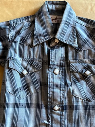 VINTAGE 1950s 60s DENIM BUCKAROO BIG SMITH SHIRT SIZE 2 CHILDREN’S SNAP BUTTON - Picture 3 of 6