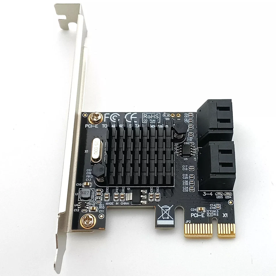 Карта расширения PCI-e X1 на SATA 3.0 4 порта контроллер адаптер данных кабель питания - Изображение 3 из 4