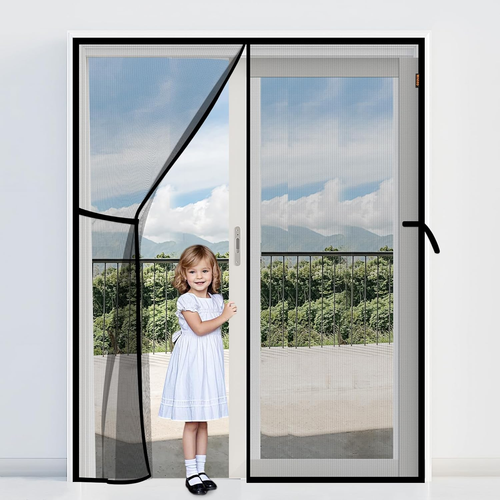 Magnetic Screen Door 60'' X 80'', Upgraded Polyester Scratch-Proof, Mesh Net Cur - Picture 1 of 12
