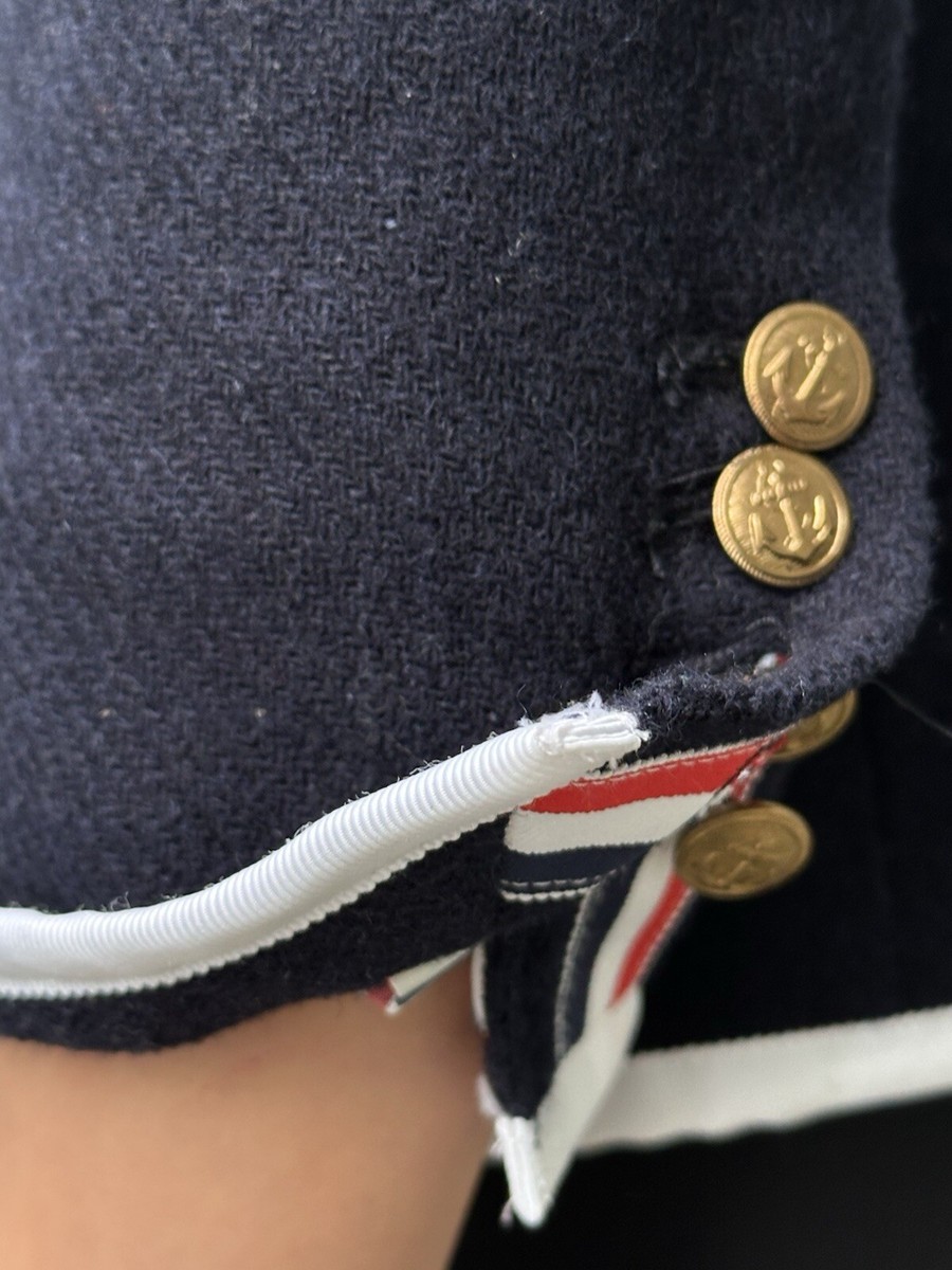Thom Browne Target Neiman Marcus Navy Blue Wool Blazer Women's XS