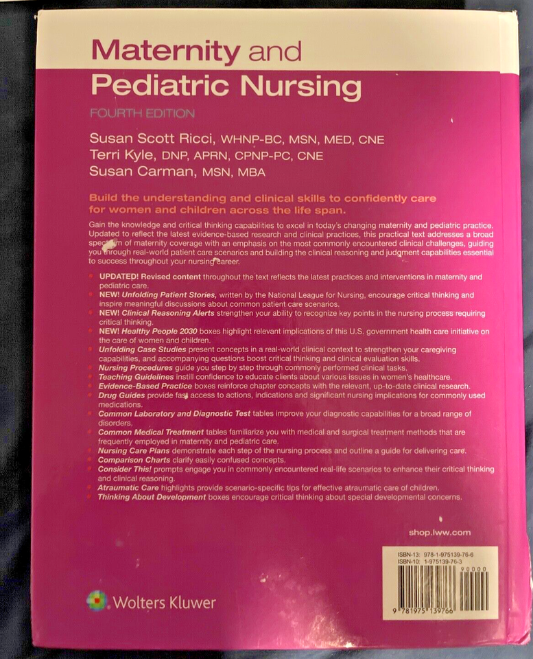 Maternity and Pediatric Nursing by Med Ricci, Susan, Arnp, Msn Used