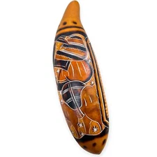 Peruvian Hand Painted Etched Gisele Gourd Guiro Latin Music Instrument Decor 11"