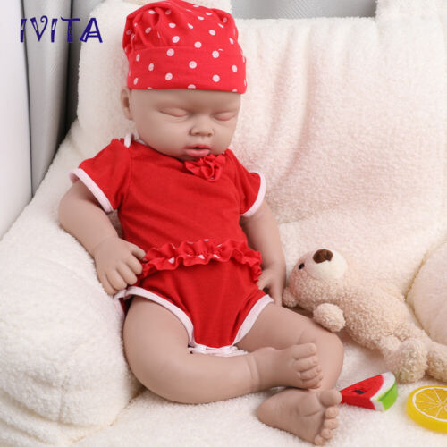 Muñeca renacida de cuerpo completo IVITA 20"" hecha a mano bebé dormida realista regalos de Navidad - Imagen 12 de 12