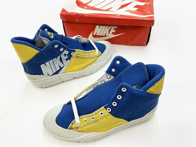 Vintage 1987 Nike Outbreak High Royal Blue Yellow Canvas Sz 11 Men 