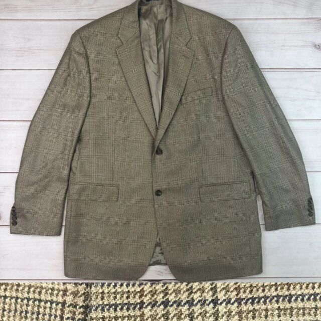 Ralph Lauren 46 L Silk Wool Windowpane Plaid 2-Button Blazer Jacket ...