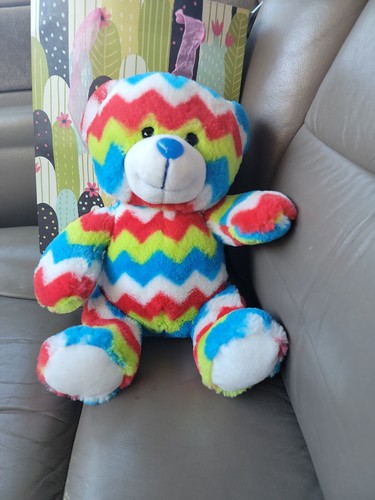 Totally Teddies Rainbow Striped Teddy Bear Plush Stuffed Animal Toy 10”