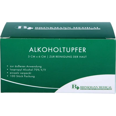 BRINKMANN MEDICAL EIN UNTERNEHMEN DER DR. JUNGHANS MEDICAL GMBH ALKOHOLTUPFER 3x6 cm steril 100 St PZN01040349
