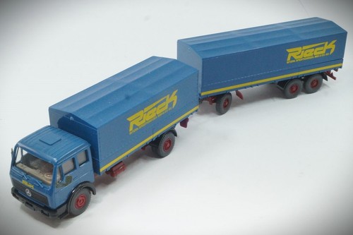 1:87 HO Wiking 27455 Mercedes tren de larga distancia "Rieck Spedition" lonas tren colgante | Zustand: Gebraucht