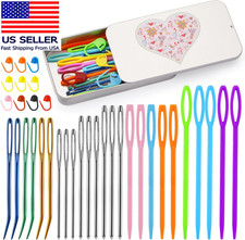 36Pcs Large Eye Sewing Needles, Plastic Yarn Needles Set Blunt Needles, Bent Tap