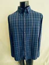 Mizzen Main Leeward Shirt Men  s XL Blue Plaid TRIM Fit No Tuck Long Sleeve EUC