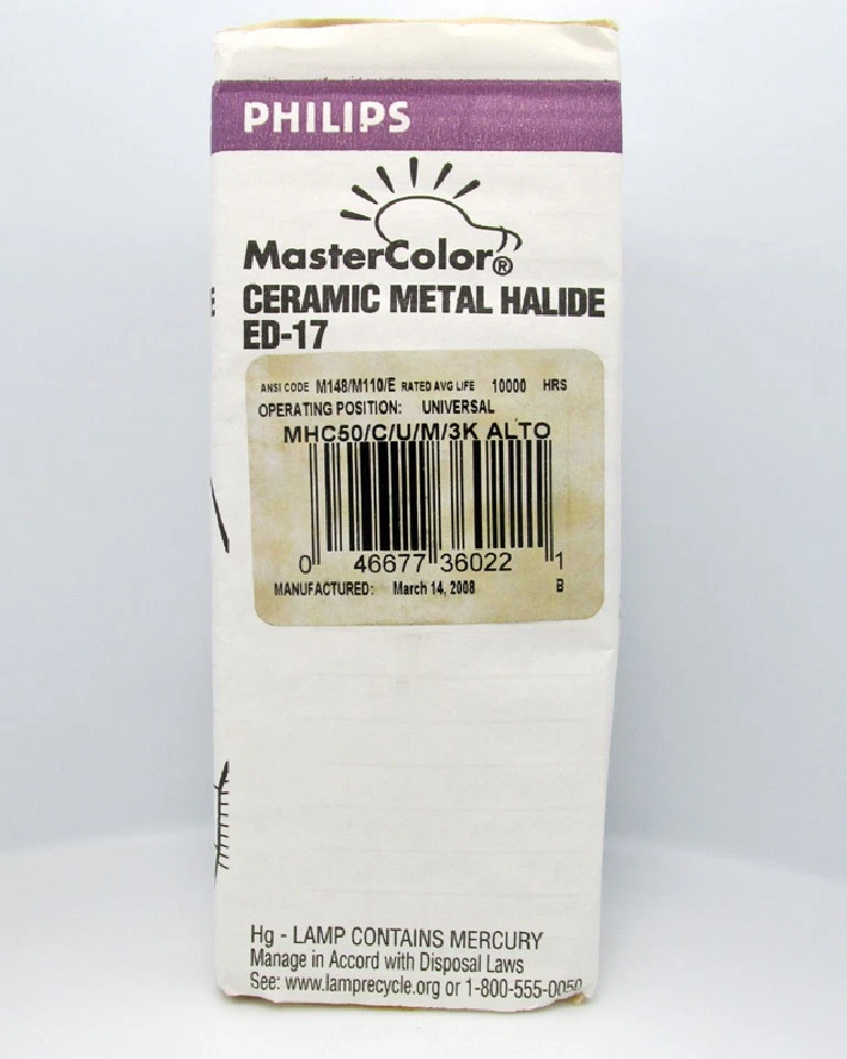 Philips MHC50/U/M/3K 50 watt💡Master Color ED-17💡Metal Halide Light Bulb - NEW! - Image 4 of 4