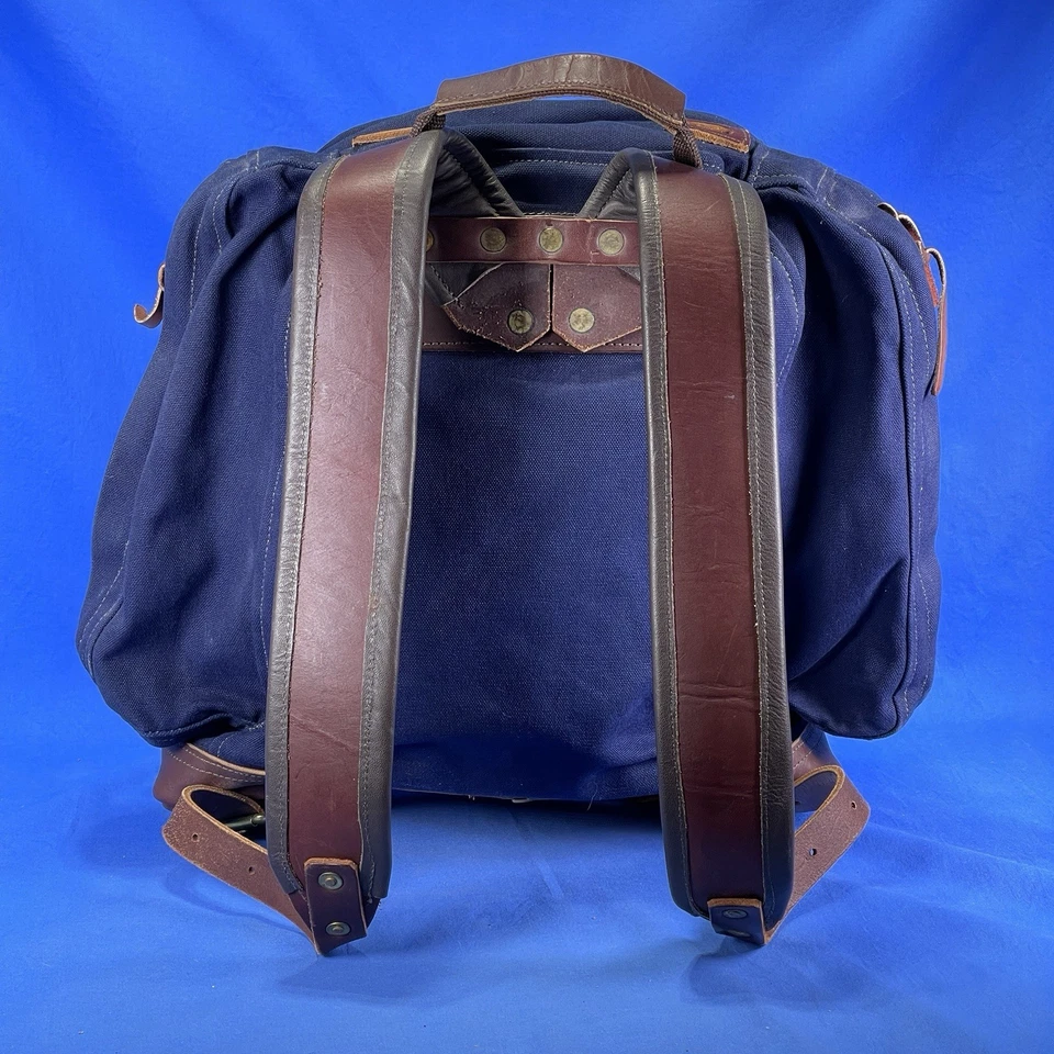 Duluth Pack Sparky Bag - Navy - Canvas & Leather Backpack - Made In USA - Image 3 of 4