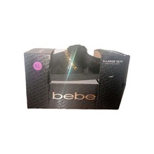 New Bebe Black Fur Winter House Slippers With Chain Sz 10/11