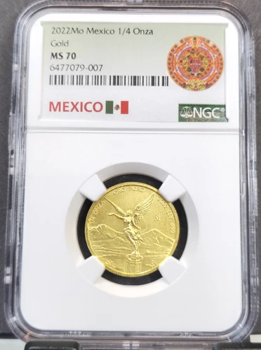 2022 MEXICO 1/4 ONZA GOLD LIBERTAD NGC MS 70 BEAUTIFUL RARE PERFECTION