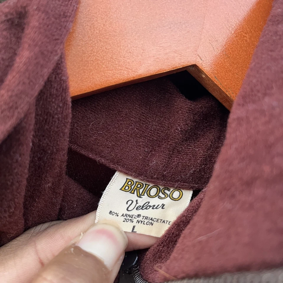 Camisa Pullover Vintage Años 70 Disco Terciopelo Garra Cremallera Talla L Vino Borgoña  Foto 3 de 3