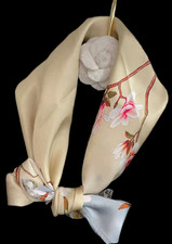 100 Silk 20" Small square Scarf Women neckerchief Wrap floral yellow red MY102