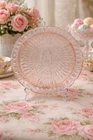 Depression Jeannette WINDSOR PINK 10 1/4" - 3 Footed Platter Diamond Pattern VTG